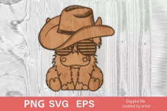 patriotic cow, longhair cow, file for cutting, cow cowboy Product Image 1