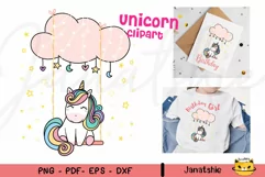 Rainbow Magical unicorn Clip art PNG Product Image 1