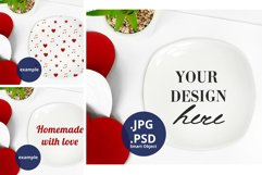 Valentine's Day Rounded Square Plate Mockup PSD, full wrap Product Image 1