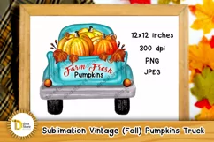 Vintage Fall Farm Fresh Pumpkins Truck PNG Product Image 1