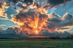 Dramatic cloud formation illuminated by a vivid sunset over Product Image 1
