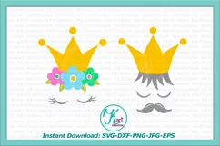 Prince Princess crown face eyelashes mustaches svg dxf png Product Image 2