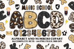 Wizard Magic School Alphabet Clipart, wizard letters doodle Product Image 1