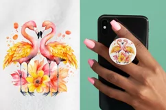 Flamingo Watercolor Sublimation PNG, Fall In Love Clipart Product Image 2