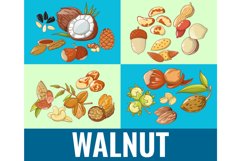 Walnut concept banner, cartoon style Product Image 1