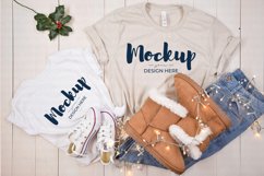 Mommy &amp; Me Christmas Shirt Mockup,BC 3001T &amp;3001 White,Beige Product Image 1