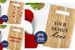 Valentine's Day Wood Cutting board mockup, PSD full wrap Product Image 1