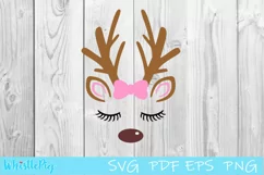 Reindeer Face SVG Reindeer Eyes SVG Reindeer Eyelash SVG Product Image 2