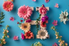 Letter H with Flowers Background Wallpaper Product Image 1