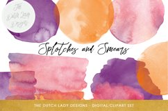 Watercolor Splotches &amp; Smear Clipart in Pink, Purple, Orange Product Image 1