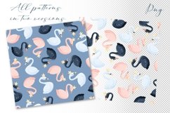Set of seamless patterns Lovely Swans Product Image 3