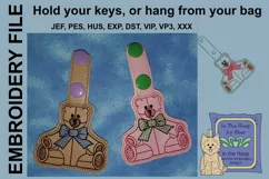 ITH Teddy Bear Vinyl Key Fob or Bag Tag - Snap Tab Product Image 2