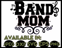 Band svg SVG DXF JPEG Silhouette Cameo Cricut Marching Band mom svg iron on Music notes svg Product Image 3