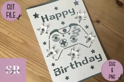 Happy Birthday Gamer card| Paper cutting | Gamer card SVG Product Image 1