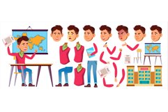 Asian Boy Schoolboy Vector. High School Child. Animation Product Image 1