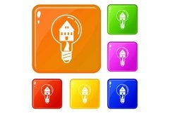 Save home light icons set vector color Product Image 1