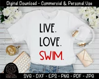 Live Love Swim - Swimming Ocean Waves SVG, Pool Party SVG Product Image 2