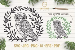Owl in the Branches svg, Owl Zentangle svg, Owl in the Leave Product Image 1