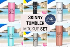 Beach Skinny Tumbler mockup, Summer 20oz tumbler mockup PSD Product Image 3