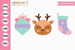 Christmas trio SVG, ornament reindeer stocking cut file Product Image 1
