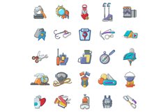 Hike trip icons set, cartoon style Product Image 1