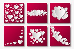 Vector cards with 3d paper hearts Product Image 1