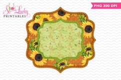 Faux Applique Sunflower Frame printable sublimation design Product Image 1