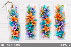 Flowers Bookmark Sublimation. Floral Bookmark Design Product Image 1
