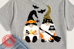 Cute Gnomes svg Halloween shirt png Bat Owl Witch broom Pdf Product Image 1