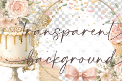 Elegant Pink Cake Watercolor Clipart Product Image 2