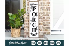Welcome Porch Sign SVG, Front Porch Sign SVG, Vertical Sign Product Image 1