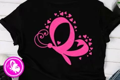 Butterfly Pink Ribbon SVG Breast Cancer Awareness month PNG Product Image 1