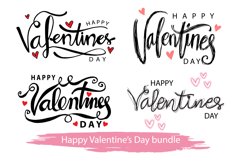 Set of Happy Valentines Day poster. Hand lettering. Product Image 1