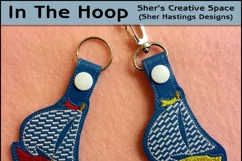 ITH Sailboat Vinyl Key Fob or Bag Tag - Snap Tab Machine Embroidery Product Image 1