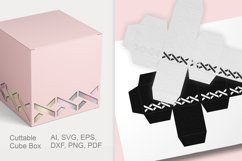 Cuttable Cube Gift Box with Border Holes SVG Product Image 3