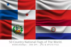 Realistic waving 50 Country National Flags of The World. Product Image 9