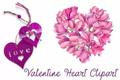 Valentines magnolia Heart Clipart. Love png Product Image 1