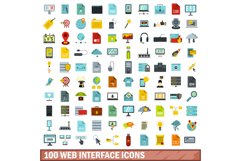 100 web interface icons set, flat style Product Image 1