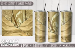Gold Foil |Glitter Sublimation Tumbler Wrap| 20oz | Png Product Image 1
