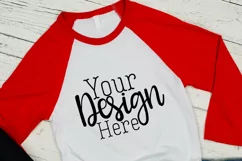 Red baseball raglan 3200 Craft mock up | High Res JPEG Product Image 2