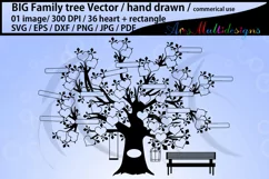 36 hearts Big family tree clipart with added rectangle Product Image 1