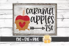 Caramel Apples 25 Cents - Fall Sign SVG PNG DXF Cut Files Product Image 1
