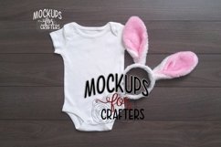 White baby onesie with pink bunny ears MOCK-UP Product Image 1