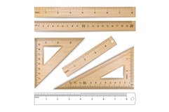 Wooden Rulers Set Vector. Metric Imperial. Centimeter, Inch. Product Image 1