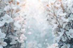 White Cherry Blossoms Background Wallpaper Product Image 1