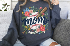 Baseball Mom Floral PNG Product Image 3