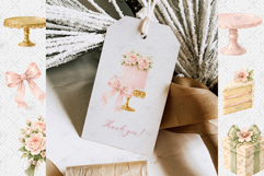 Elegant Floral Cake Watercolor Clipart Product Image 3