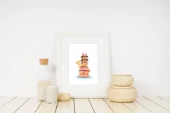 Watercolor cute fox clipart. Cake illustration in png format Product Image 5
