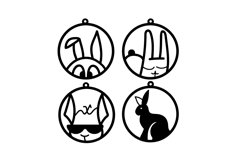 Rabbit Earrings and Pendant, Stamp, Paper Cut Template Product Image 2