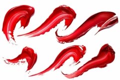 Vivid red brush strokes set isolated on white Product Image 1